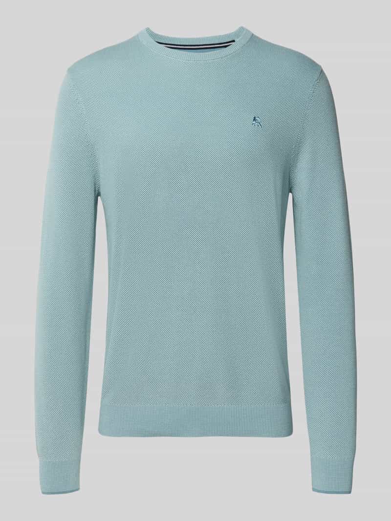 Lerros Regular fit gebreide pullover van zuivere katoen met labeldetail