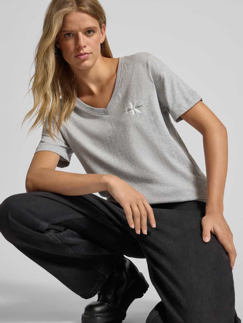 Calvin Klein Jeans T-shirt met labelprint in een set van 2 stuks