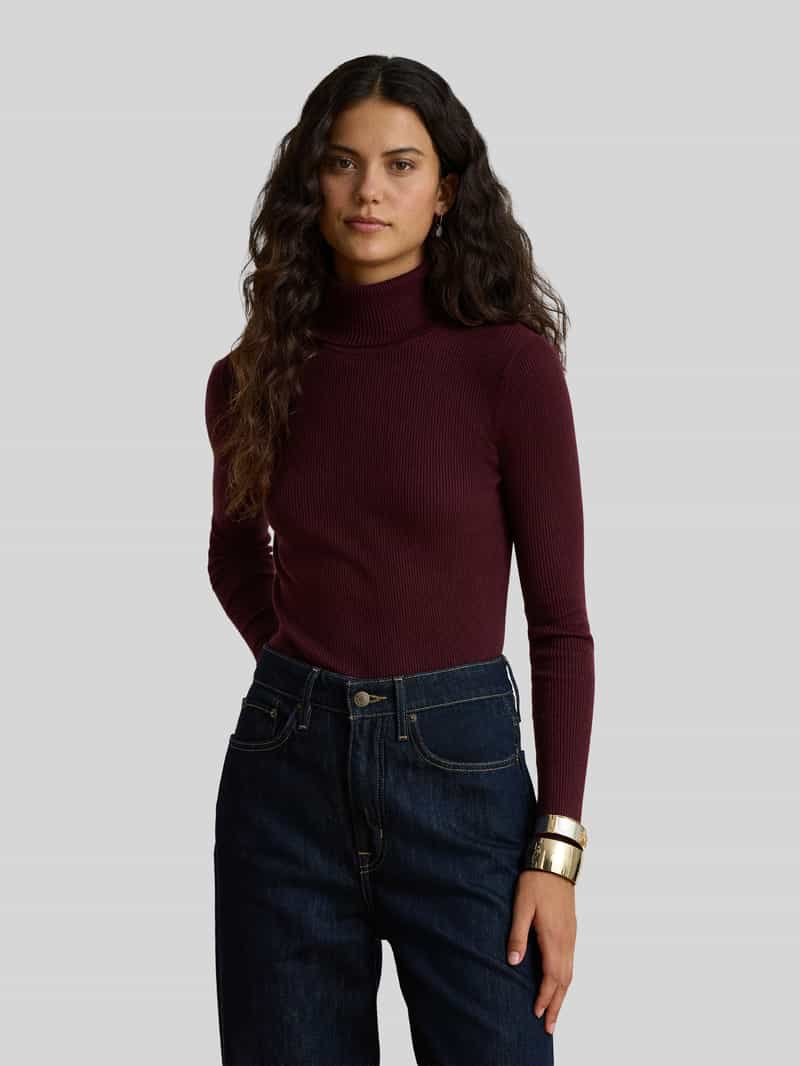 Lauren Ralph Lauren Slim fit coltrui van mix van katoen en modal