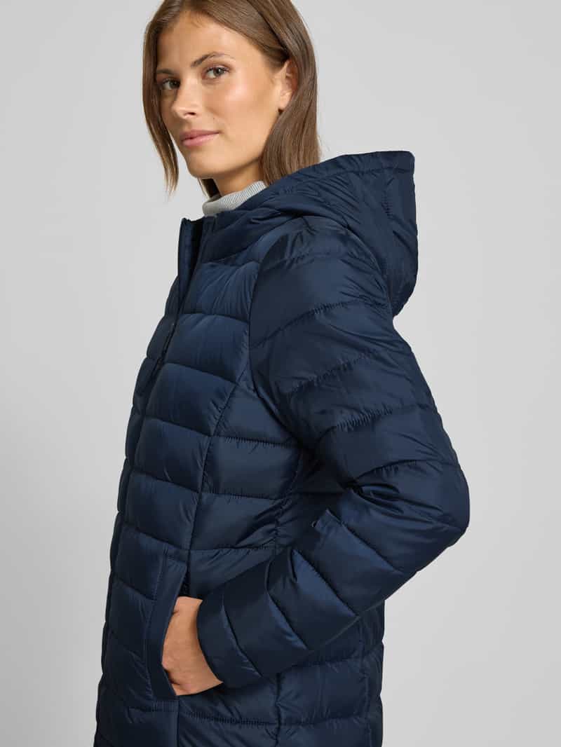 Tom Tailor Denim Regular fit gewatteerde lange jas met capuchon