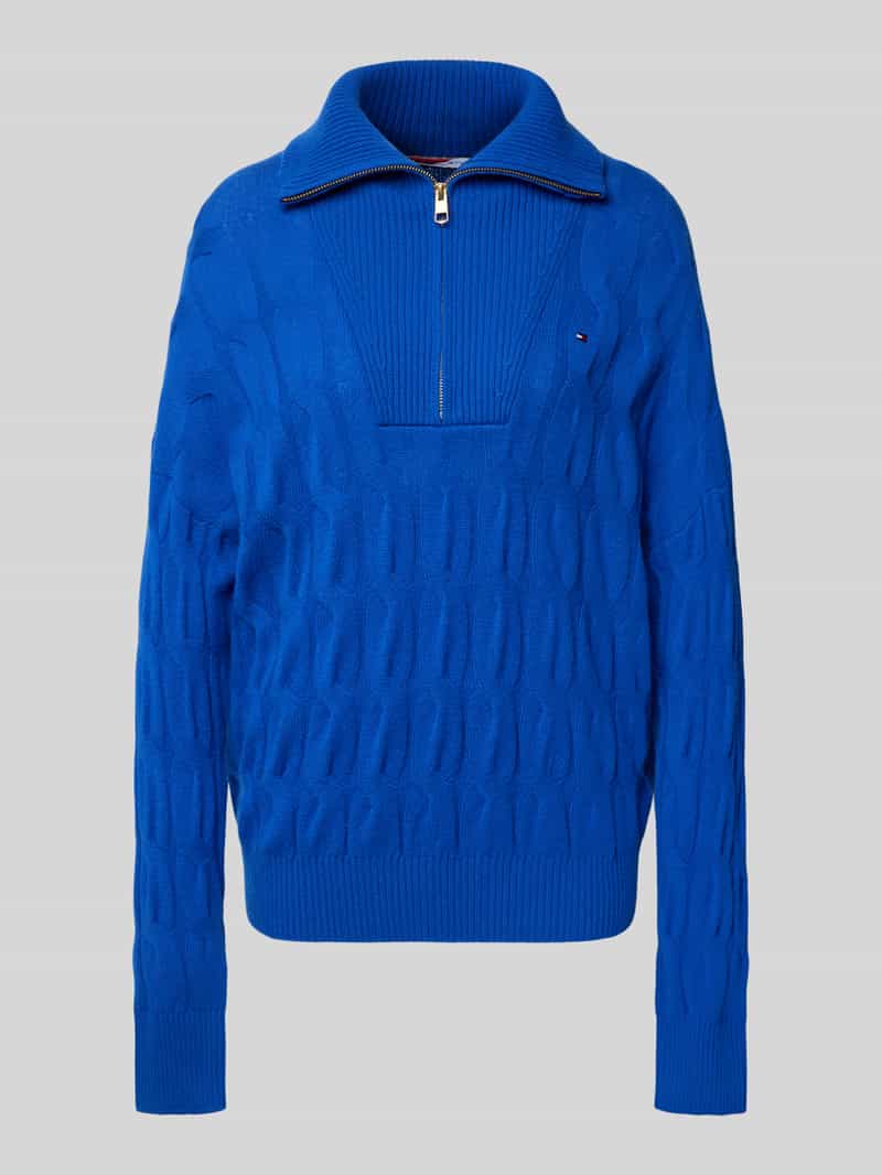 Tommy Hilfiger Relaxed fit gebreide pullover van zuivere wol met kabelpatroon