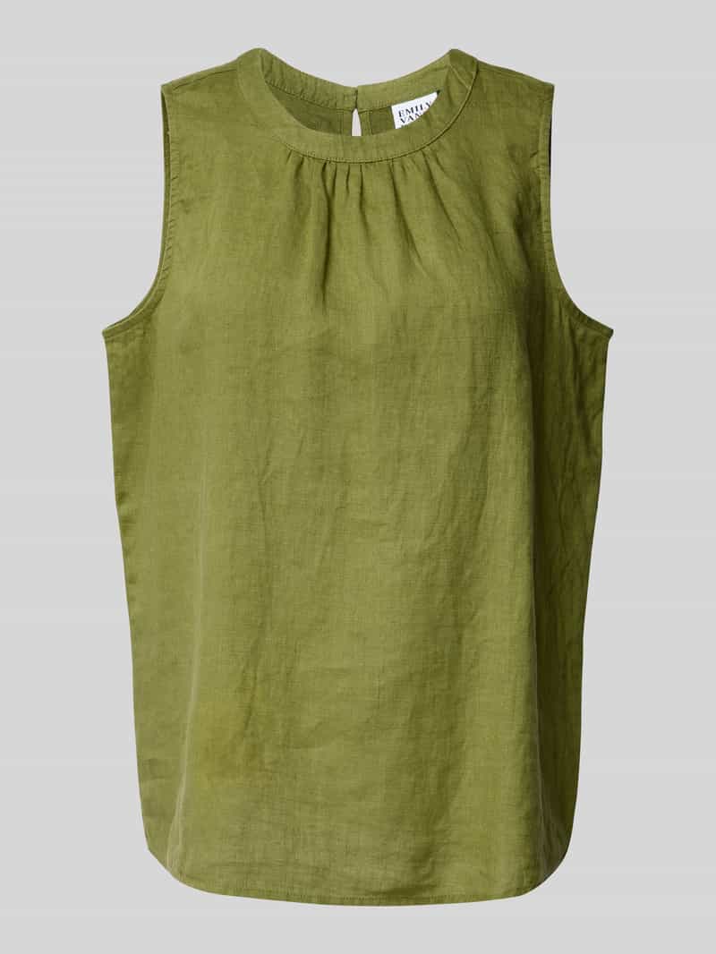 Emily Van den Bergh Relaxed fit linnen blousetop met ronde hals