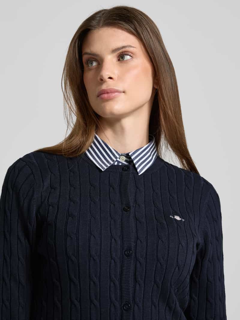 Gant Cardigan met kabelpatroon en logostitching