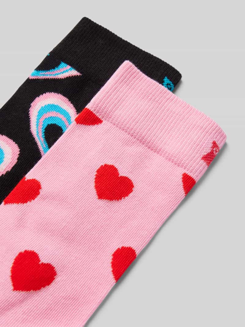 Happy Socks Sokken met labelopschrift in een set van 2 paar model 'Valentine s Gift'