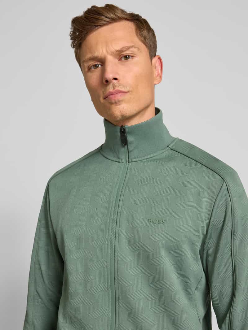 BOSS Green Regular fit sweatjack met structuurmotief model 'MIRROR'