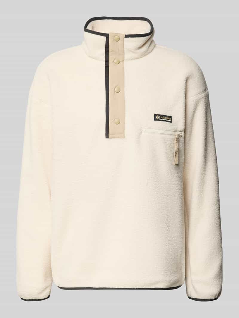 Fleecepullover met opstaande kraag en knoopsluiting