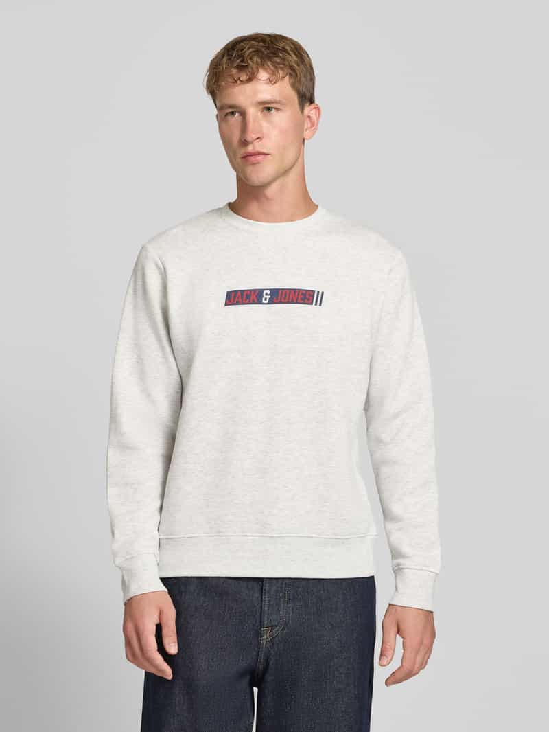 Jack & Jones Regular fit sweatshirt met katoen-aandeel model 'Munk' white melange, foto 3