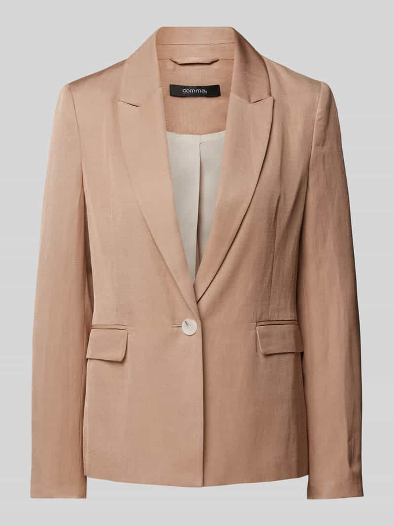 comma Blazer van een mix van viscose en linnen in effen design