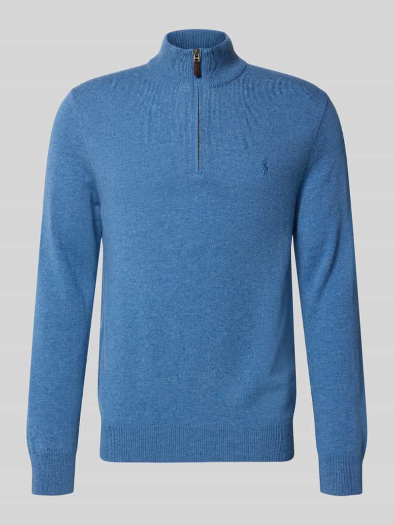 Polo Ralph Lauren Gebreide pullover van wol met opstaande kraag en ritssluiting