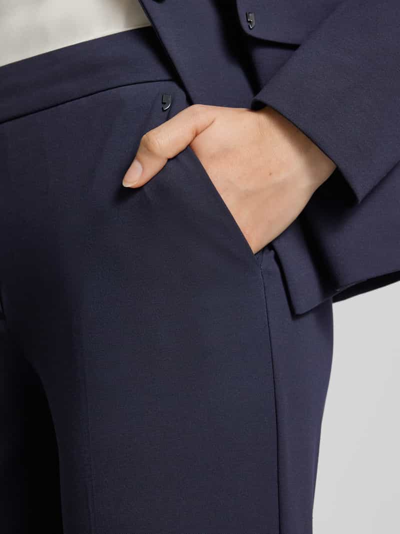 comma Slim fit stoffen broek van viscosemix met logo-applicatie
