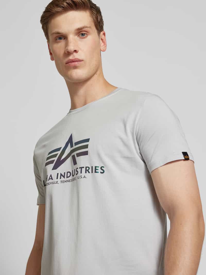 alpha industries T-shirt met labelprint model 'Rainbow'