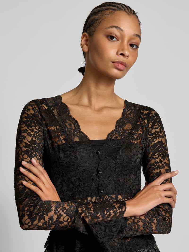 Gina Tricot Damesshirt met lange mouwen en gahaakt kant