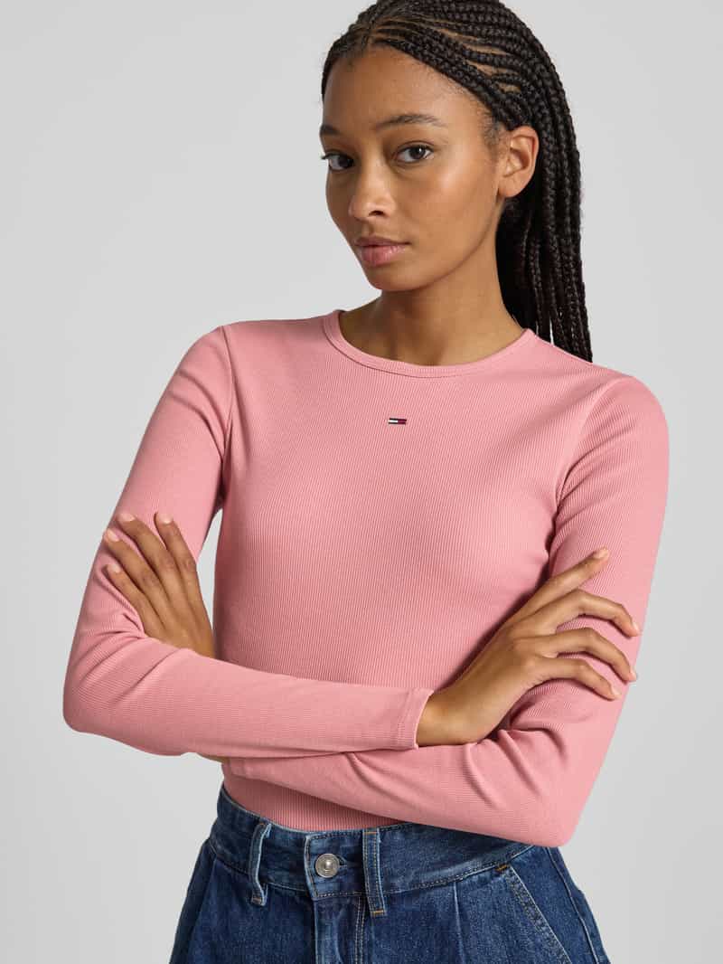 Tommy Jeans Slim fit shirt met lange mouwen van ribstof
