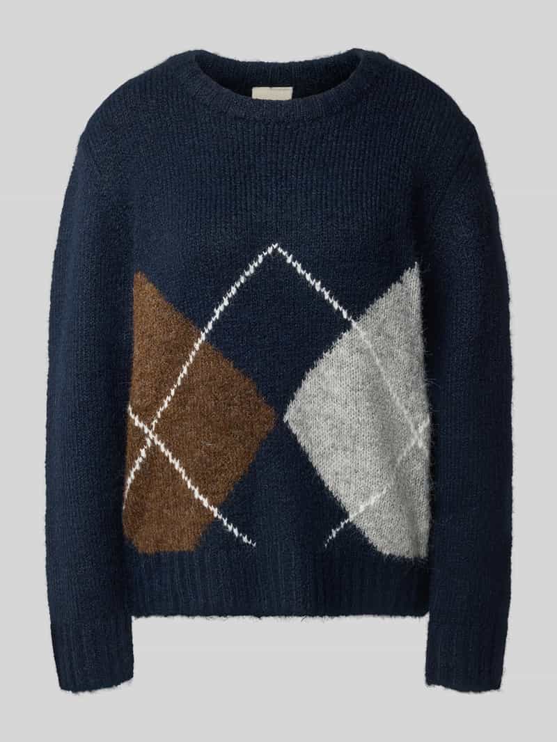 Ichi Gebreide pullover met wol en ronde hals