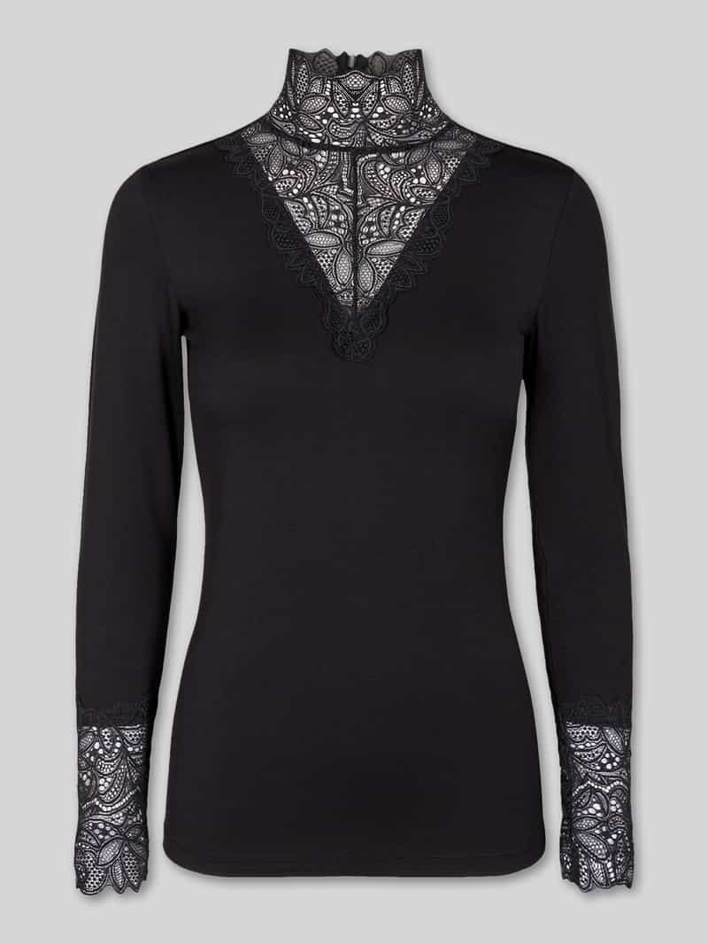 Slim fit shirt met lange mouwen met kant