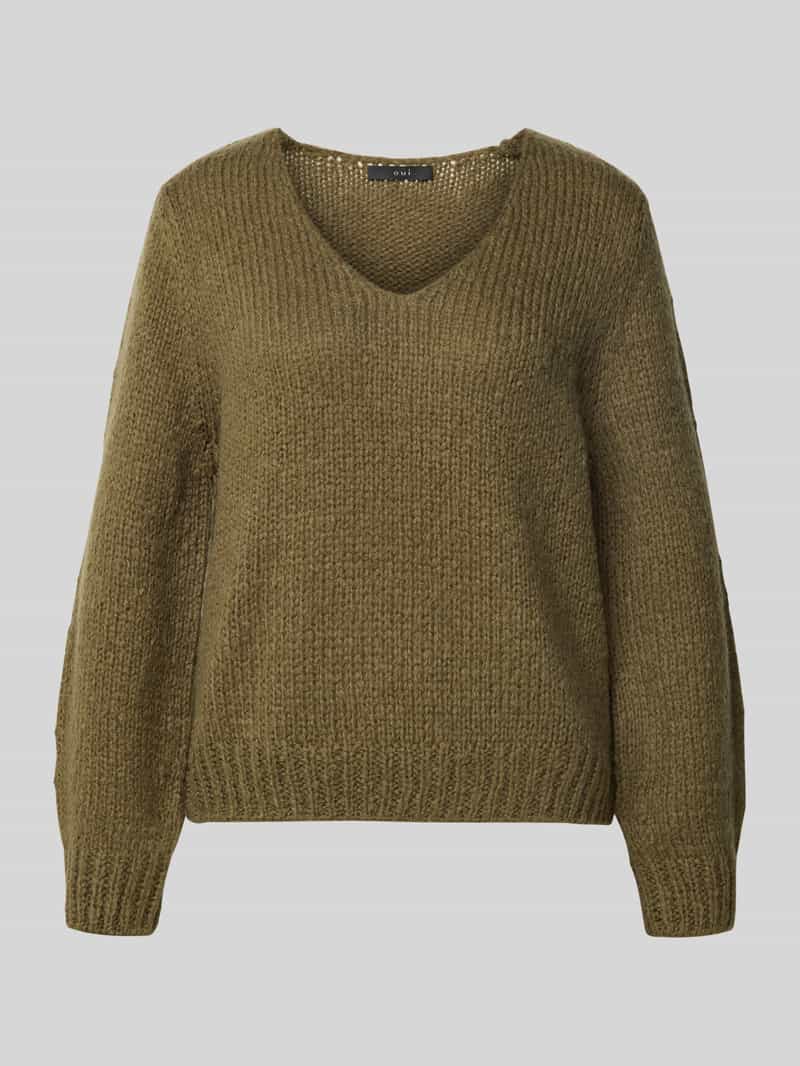 Oui Gebreide pullover met V-hals