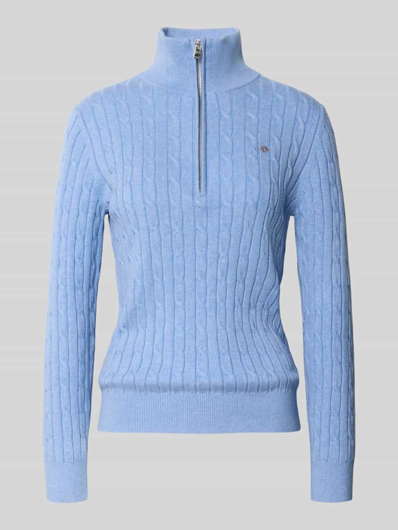 Gant Schipperstrui met logostitching en kabelpatroon