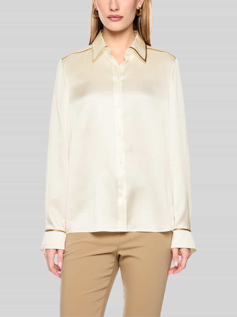 Marc Cain Regular fit zijden blouse met contrasterende strepen