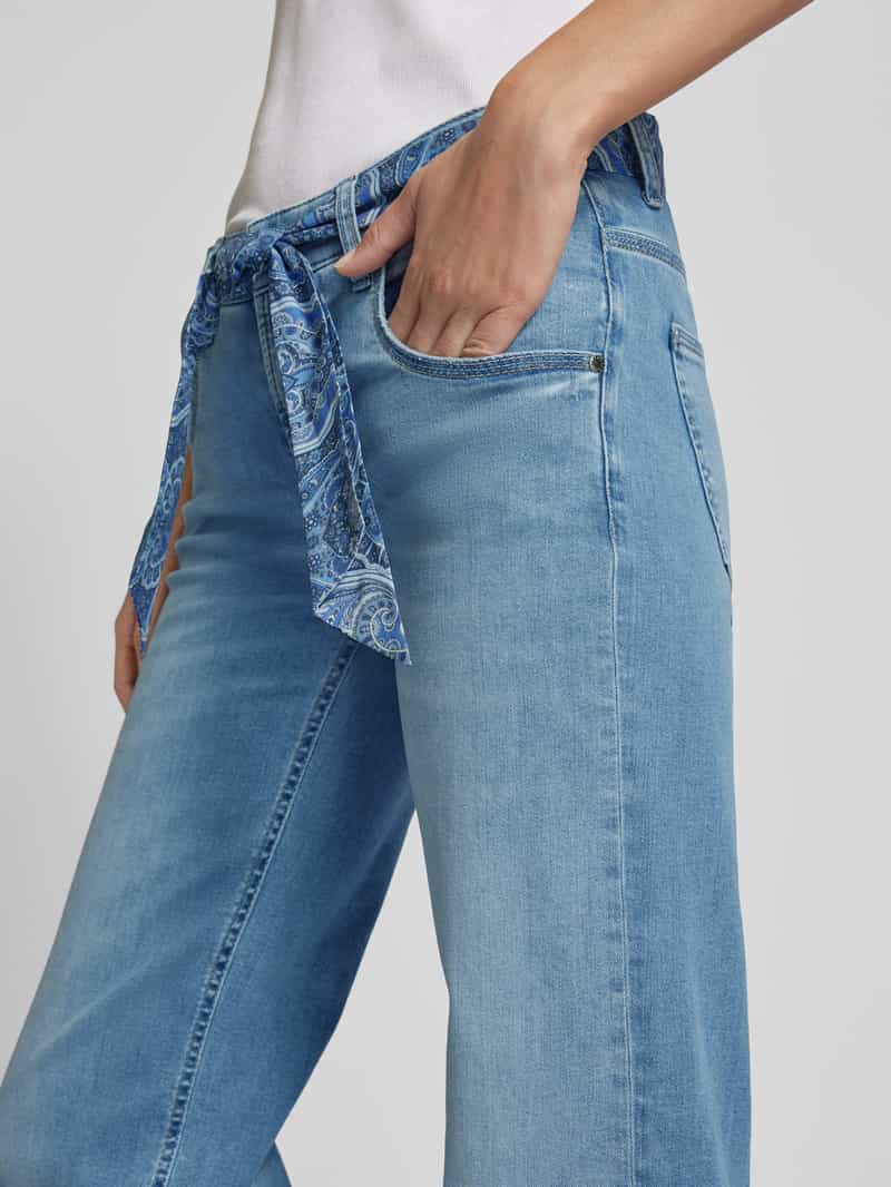 CAMBIO Wide leg jeans met strikceintuur model 'TESS'