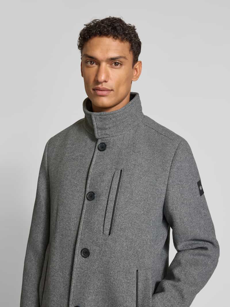 Tom Tailor Regular fit lange wollen jas met opstaande kraag