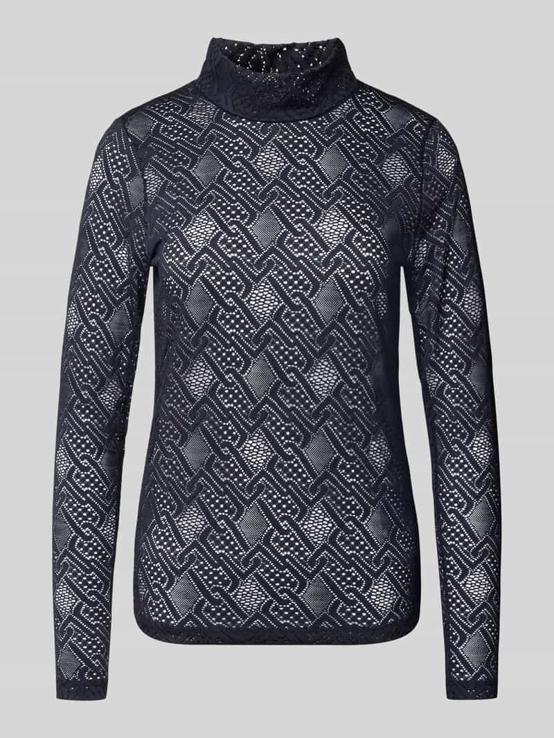 Marc Cain Semi-transparant shirt met lange mouwen en opstaande kraag