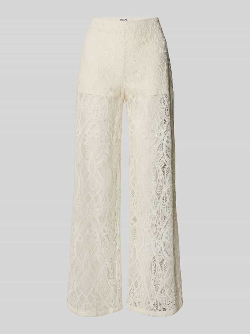 Jake*s Casual Broek met wijde pijpen en kant