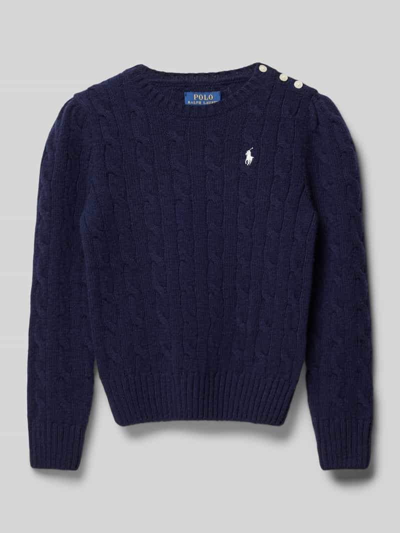 RALPH LAUREN TEENS Wollen pullover met kabelpatroon, model 'CABLE'