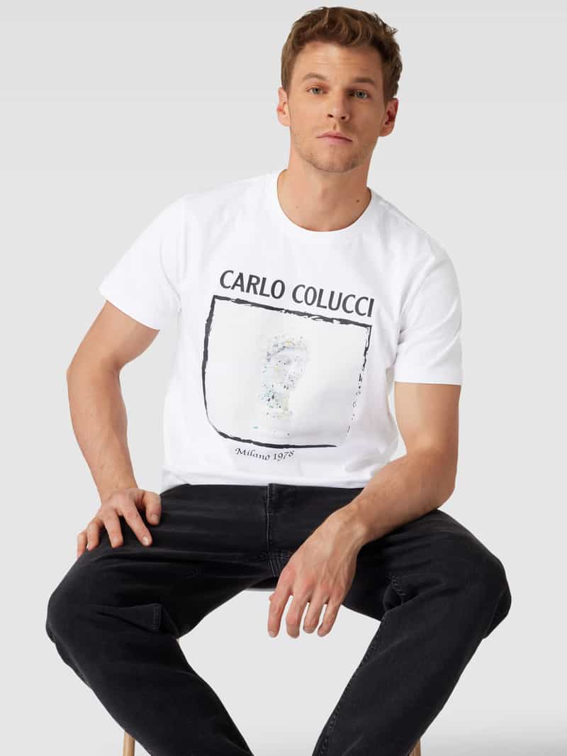 carlo colucci T-shirt met motief- en labelprint