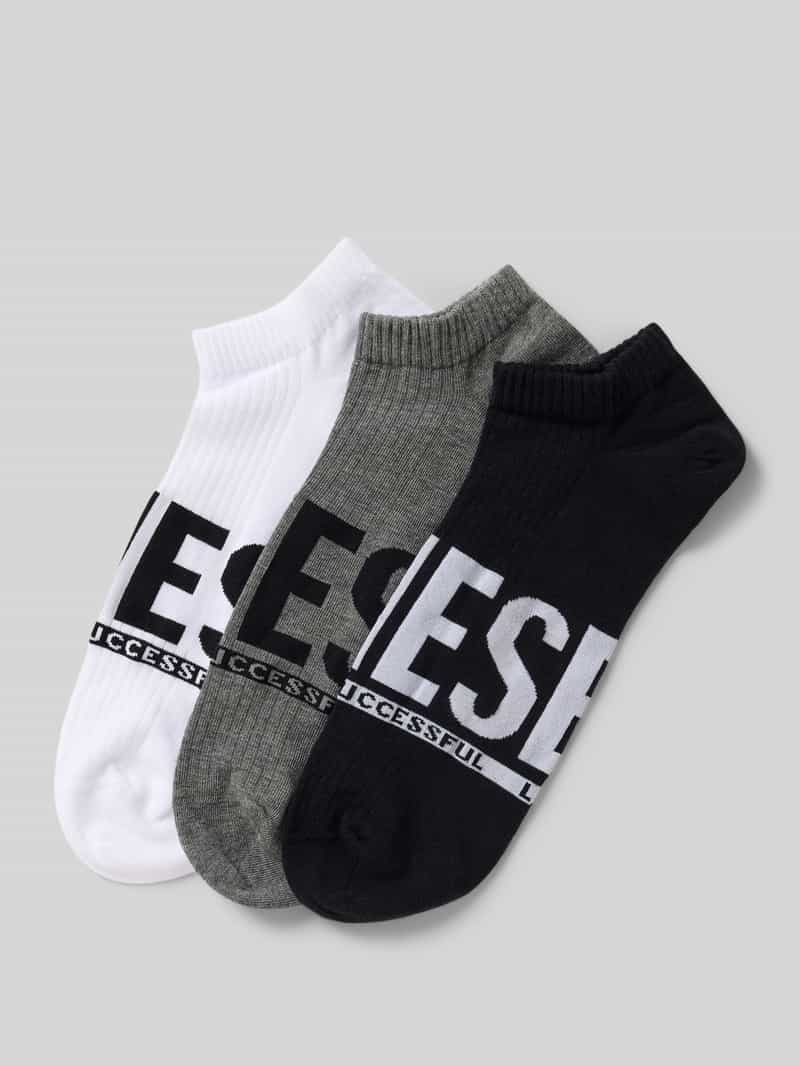 Diesel Sneakersokken met labeldetail in een set van 3 paar