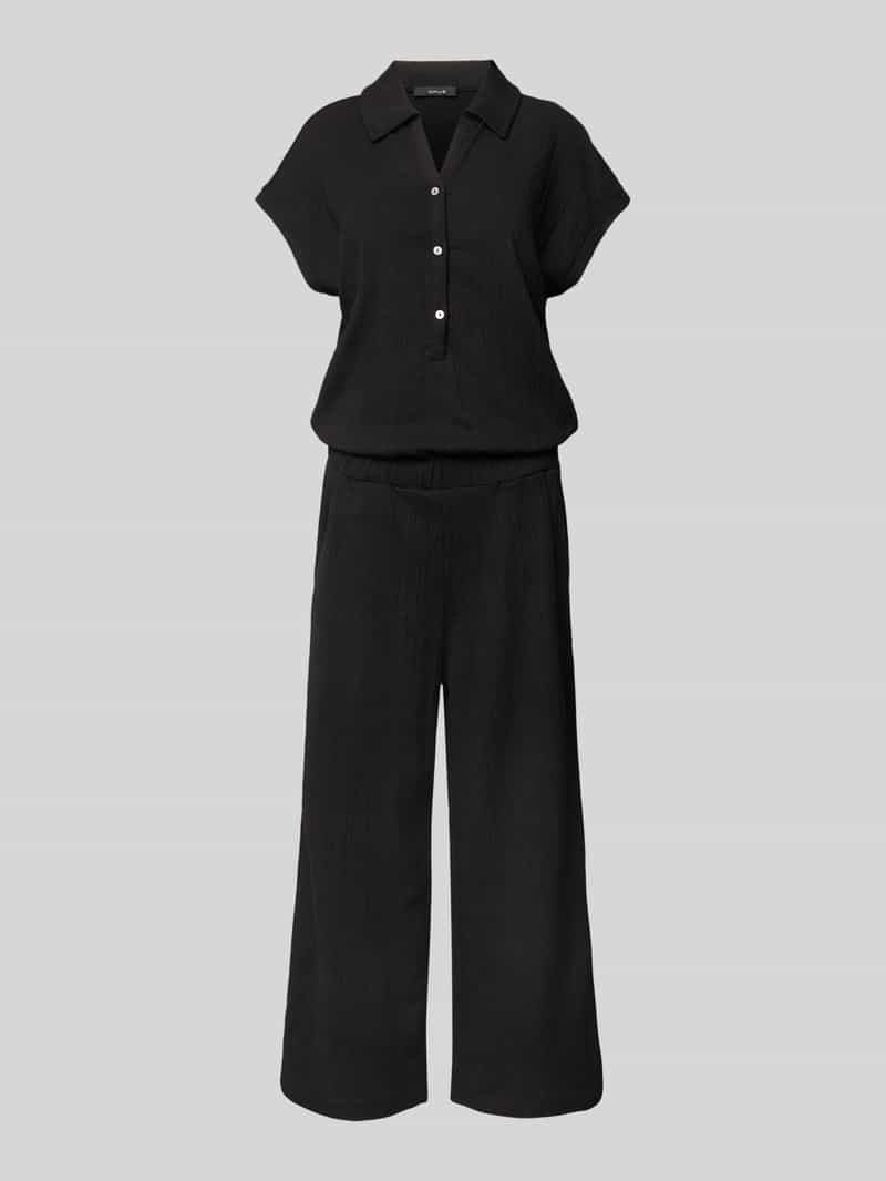 Jumpsuit met structuurmotief, model 'Melti polo'