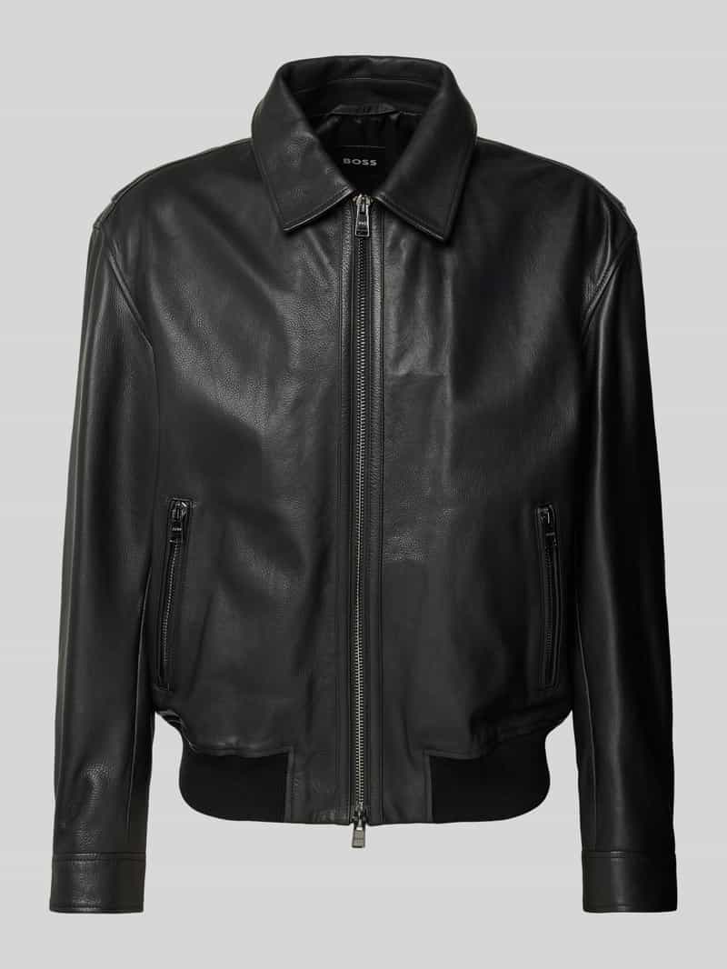 Boss Leren jack met ritszakken model 'Merwyn'