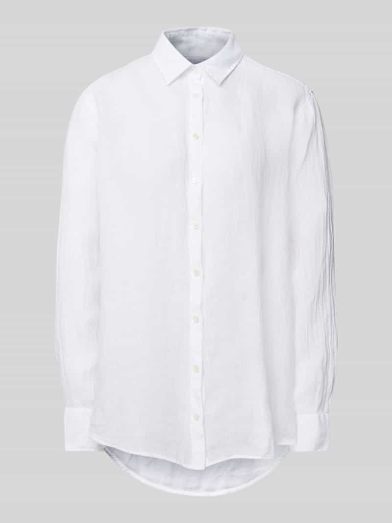 0039 italy Regular fit overhemdblouse van linnen met doorknoopsluiting