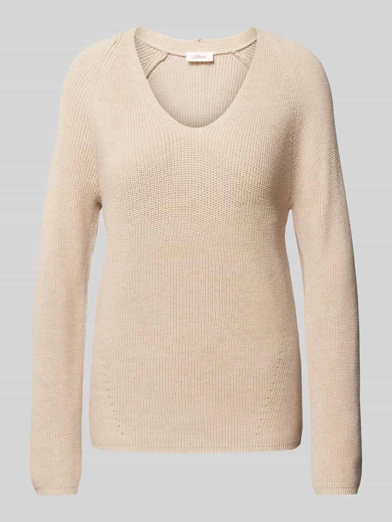 S.Oliver RED LABEL Regular fit gebreide pullover met V-hals en raglanmouwen