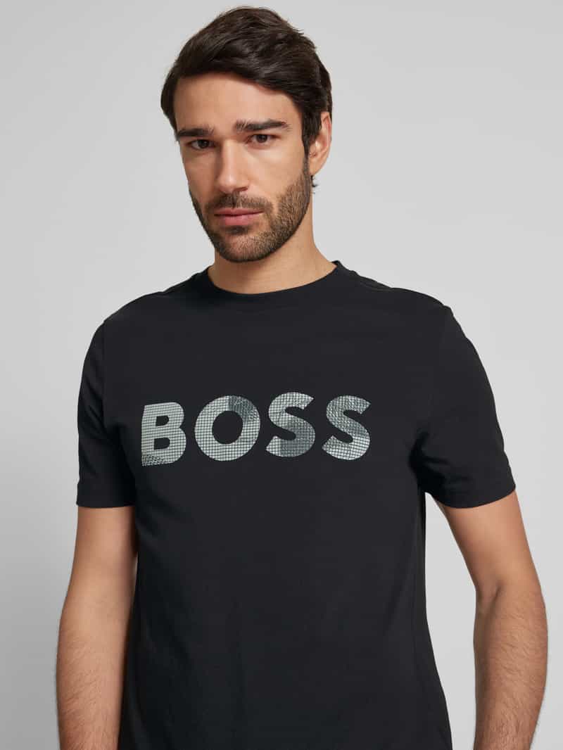 BOSS Green T-shirt met logoprint en ronde hals