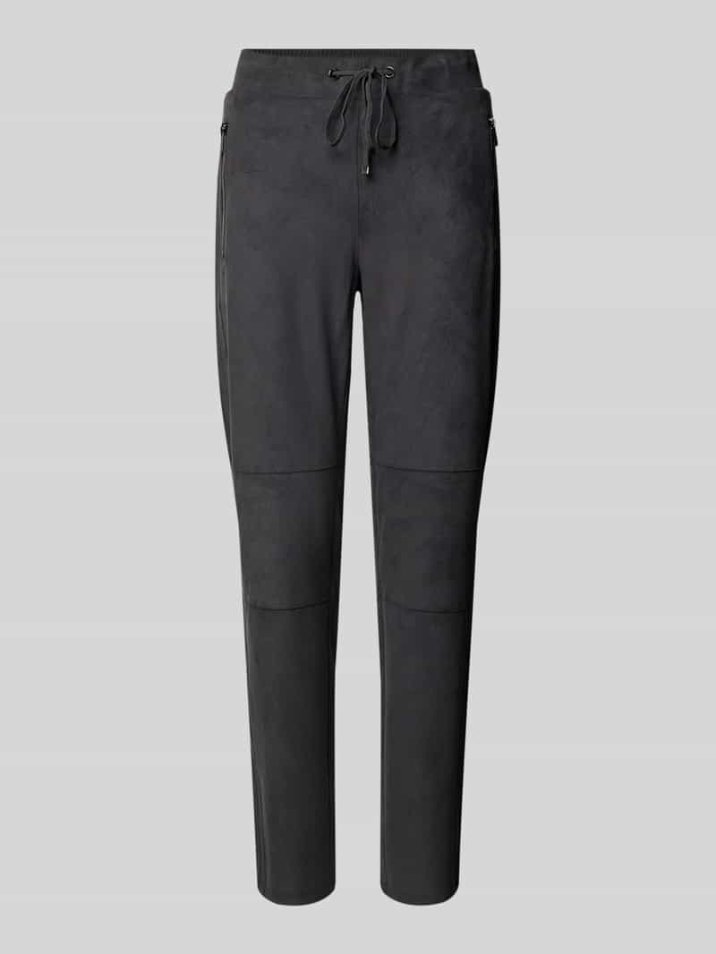 s.Oliver BLACK LABEL Tapered broek in leerlook met tunnelkoord
