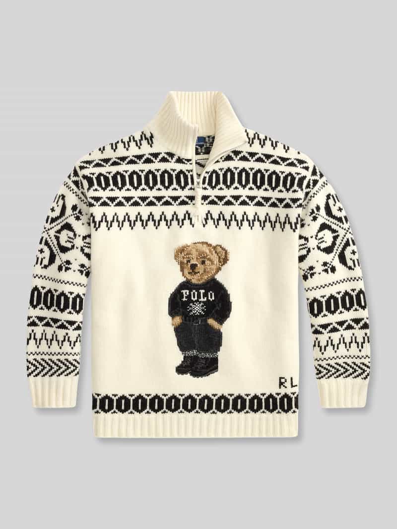 Polo Ralph Lauren Pullover van wol kasjmier met teddybeermotief