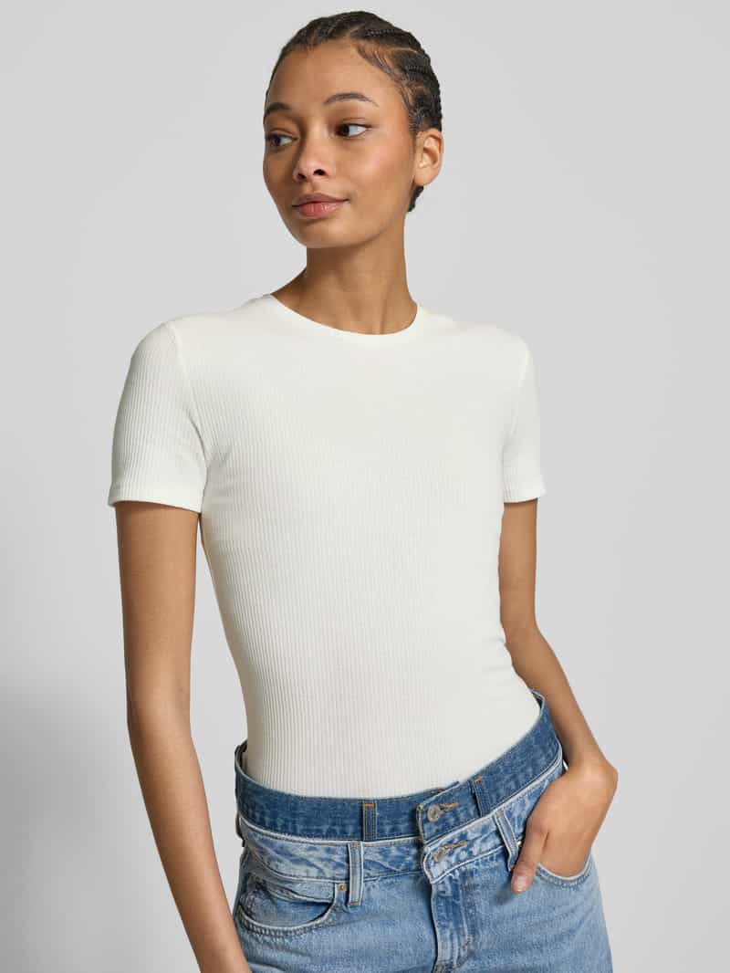 Pieces Slim fit T-shirt van katoenmix model 'RUKA'