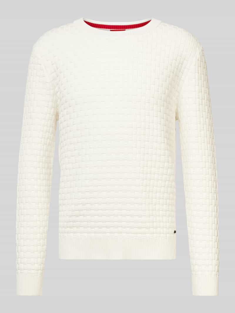 HUGO Gebreide pullover met structuurmotief, model 'Stubon'