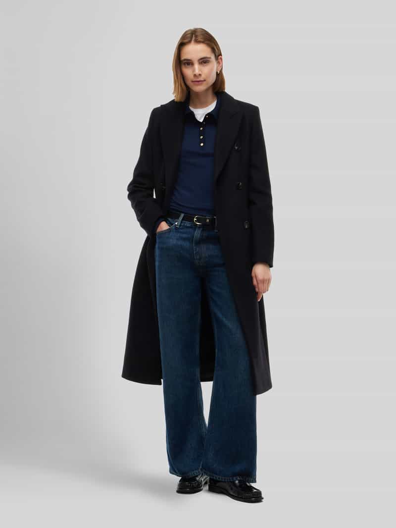 Tommy Hilfiger Slim fit lange jas van wolmix
