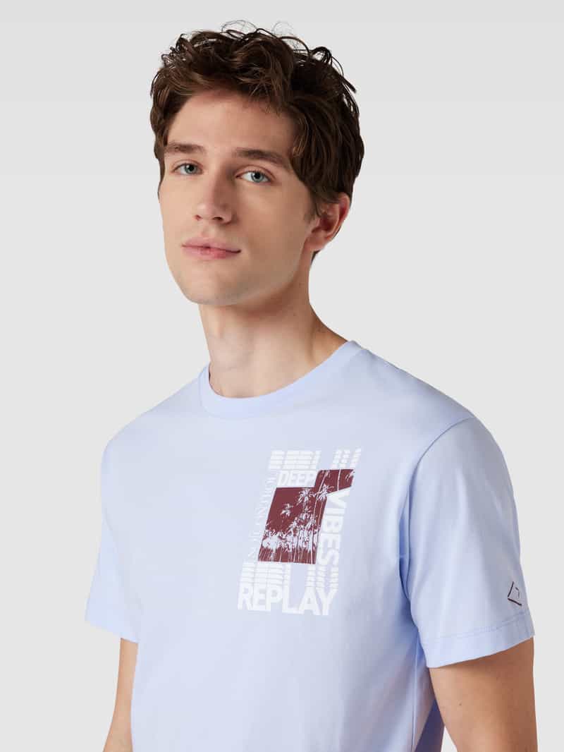 Replay T-shirt met motiefprint en ronde hals