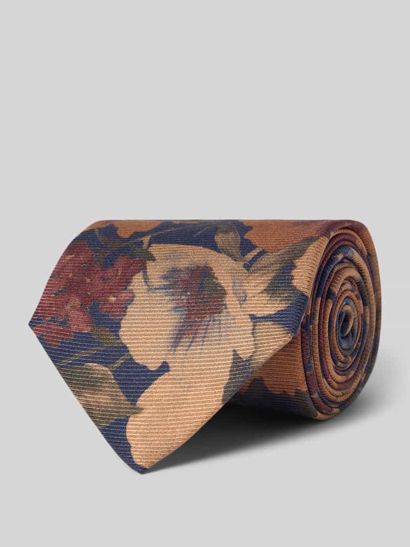 J.Ploenes Zijden stropdas met all-over bloemenprint (8 5 cm)