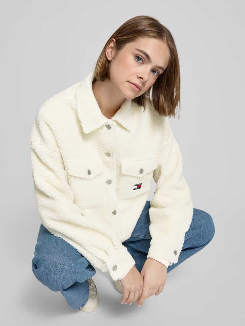 Tommy Jeans Relaxed fit overhemdjack van fleece