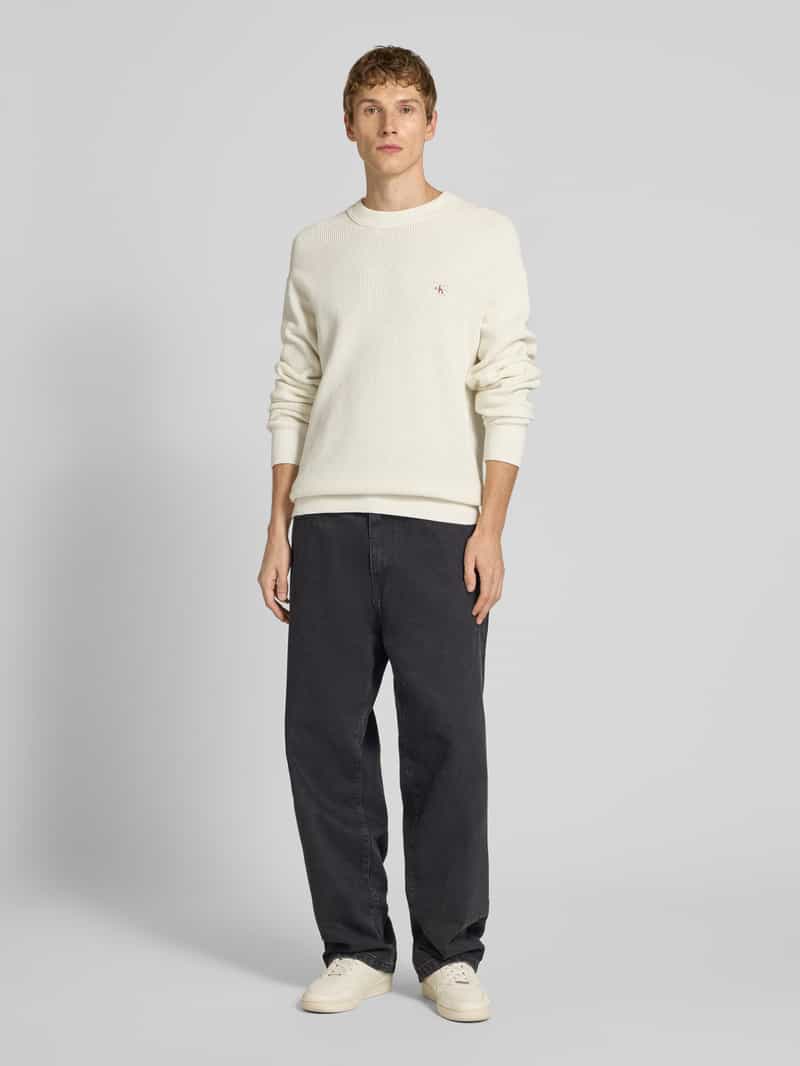 Calvin Klein Gebreide pullover met labelpatch ecru, foto 6