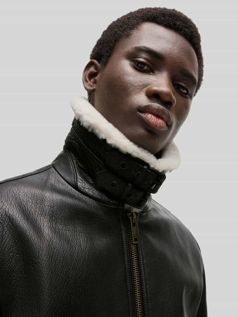 HUGO Regular fit leren jack in Aviator-stijl model 'LORAN'