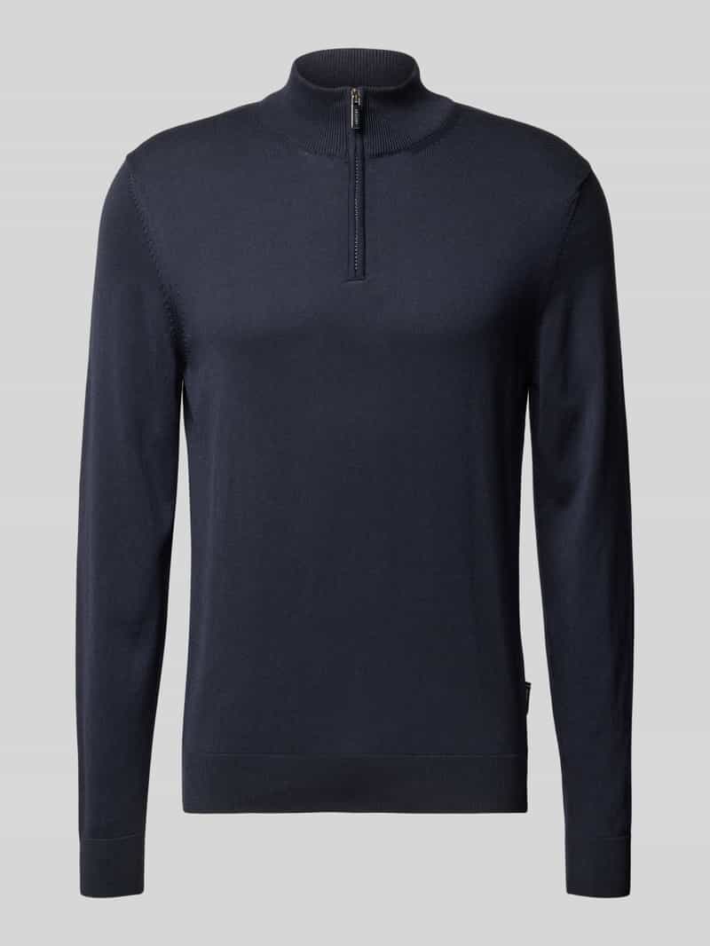 HECHTER PARIS Gebreide pulllover met opstaande kraag en ritssluiting