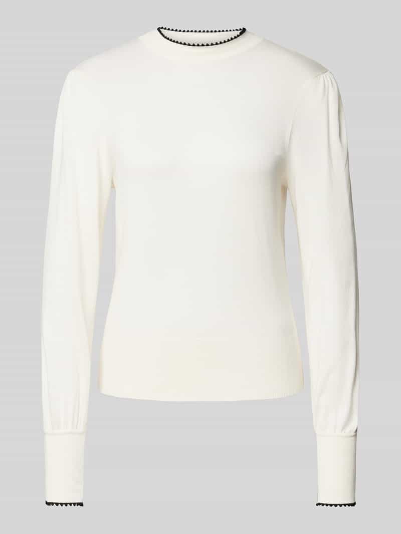 Zero Regular fit gebreide pullover van viscosemix met opstaande kraag