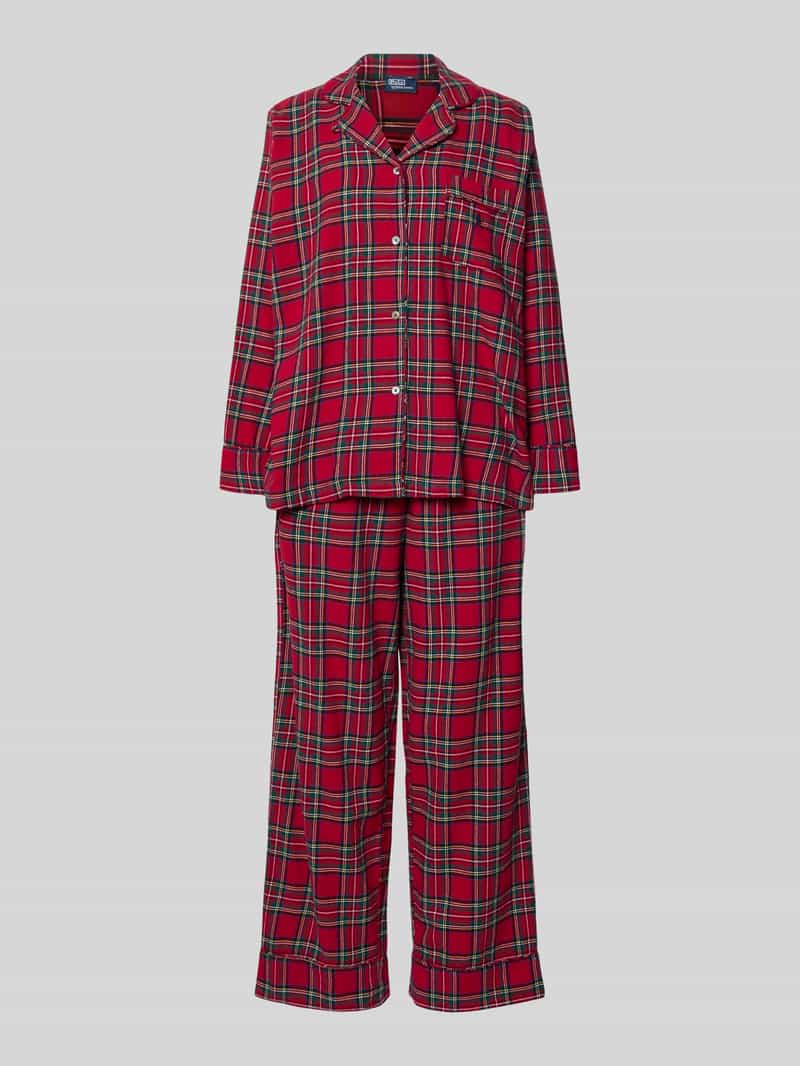 Polo Ralph Lauren Pyjama met labelstitching model 'Cozy Flannel'