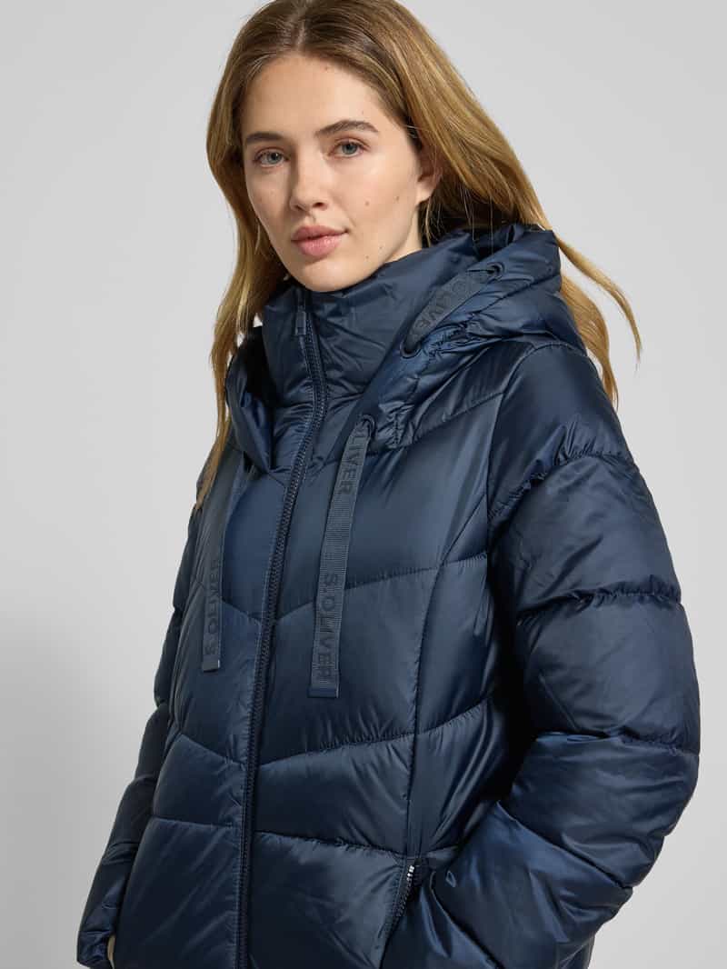 s.Oliver RED LABEL Regular fit gewatteerde lange jas met capuchon