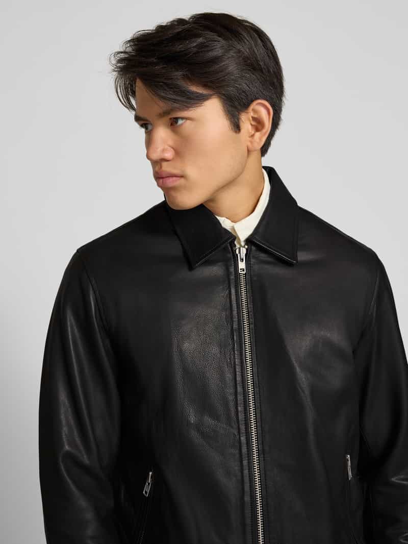 jack & jones Leren jack met kentkraag model 'CASABLANCA'