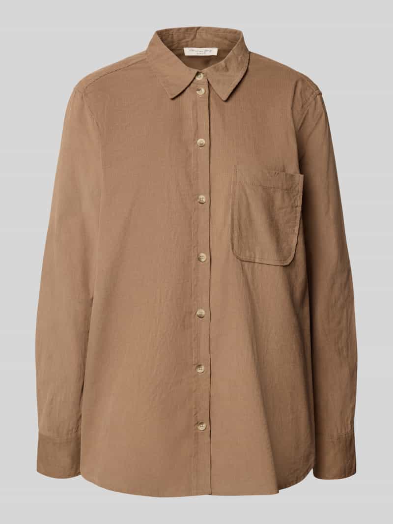 Christian Berg Woman Relaxed fit overhemdblouse in ribcordlook met borstzak